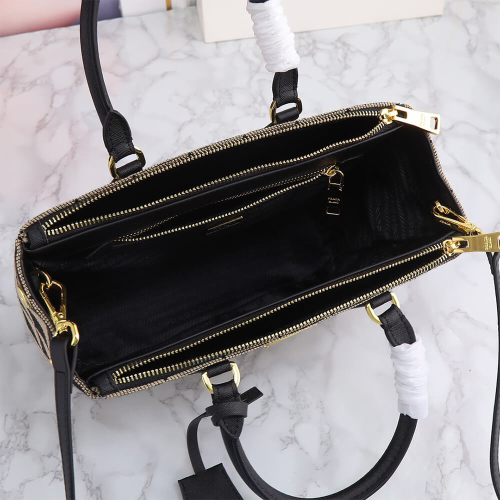 Small Prada Galleria embroidered fabric bag
