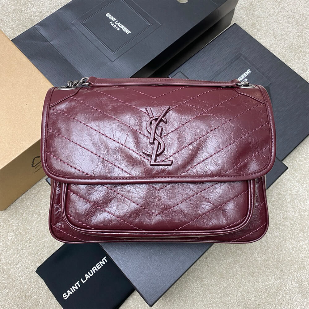 SAINT LAURENT NIKI MEDIUM IN CRINKLED VINTAGE LEATHER