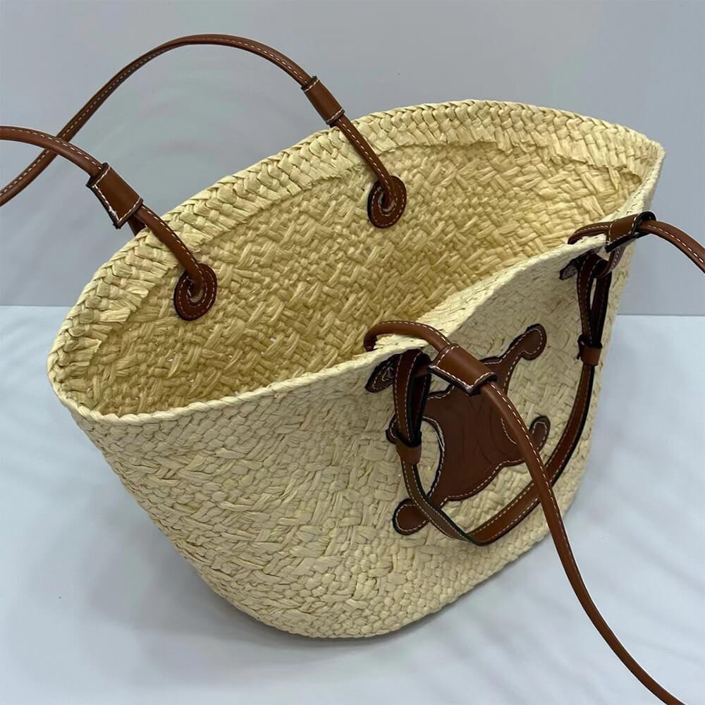 CELINE CLASSIC RAFFIA AND CALFSKIN