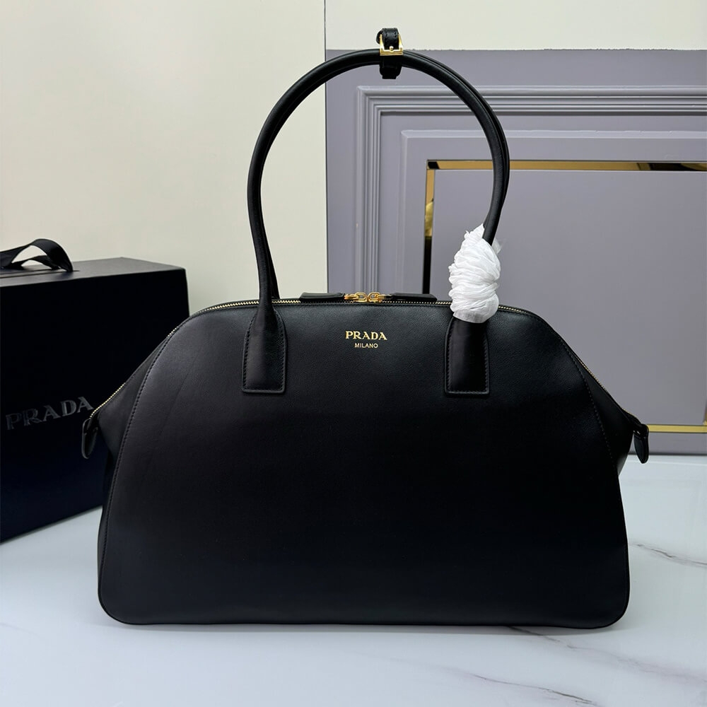 Prada Large leather tote bag with zipper closure(high-end grade)