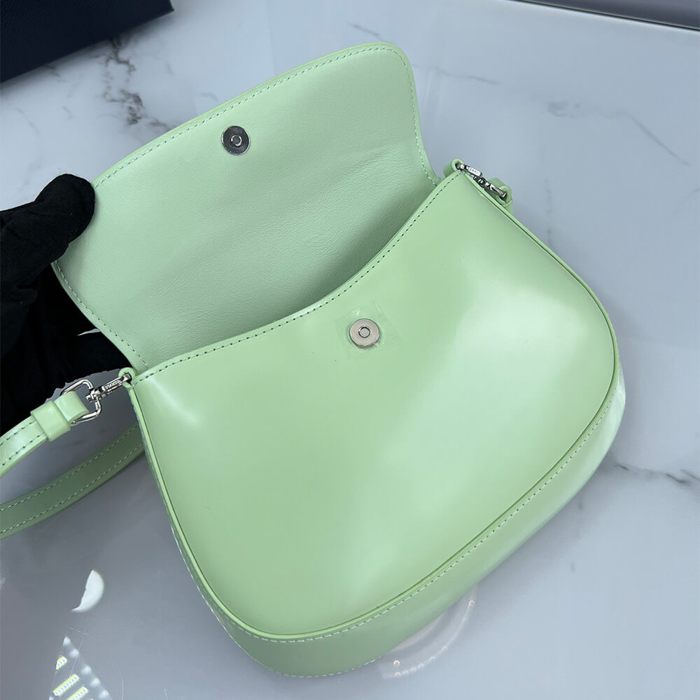 Small Prada Cleo brushed leather shoulder bag with flap
