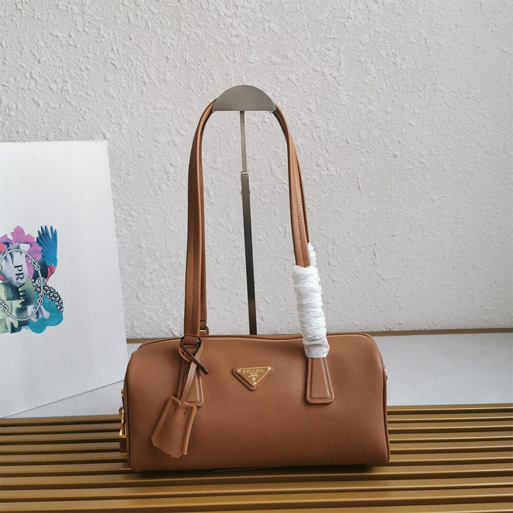 Prada Medium leather top-handle bag with padlock(high-end grade)