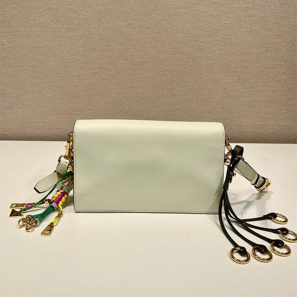 Prada Soft Sound small leather shoulder bag with charms(high-end grade)