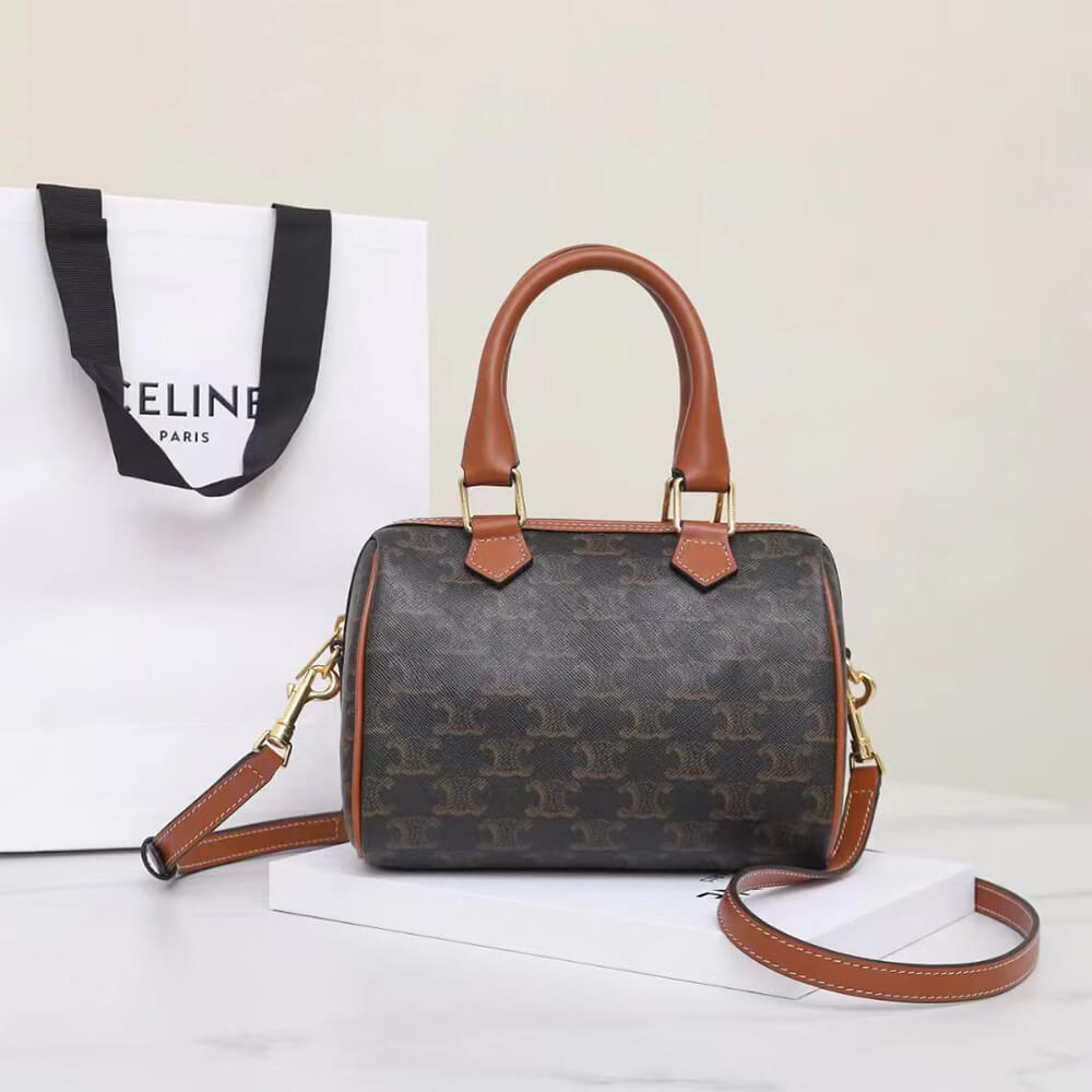 CELINE Small Boston IN Triomphe Canvas and calfskin
